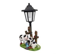 Tidgel Statue solaire de vache avec lanterne - Grande décoration de jardin en résine - Lumière LED résistante aux intempéries pour cour, pelouse, terrasse, maison, cadeau d'anniversaire pour femme