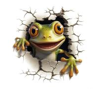 Tidgel Sticker mural imperméable en PVC motif grenouille de dessin animé pour salle de bain WC miroir décor vert 30 x 30 cm