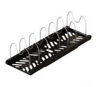 Tidgel Support Assiettes Réglable avec Fentes en U Stables(Black) | Longueur ajustable 34-56cm, fentes en U stables, anti-glisse, pour casseroles et couvercles, gain de place optimal