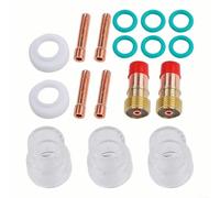 Tidgel TIG Kit de soudage 17 pièces pour lentille à gaz STUBBY #12 Cup 3/32" pour torche WP-17/18/26 avec bague de serrage en cuivre et anneaux d'étanchéité en laiton
