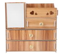 TIDTALEO Boîte de Rangement Miroir à Tiroir en Bois pour Cosmétiques et Porte-mouchoirs, Organisateur Multifonctionnel Robuste pour Bureau et Coiffeuse