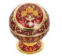 TIDTALEO Cendrier Facile à Nettoyer en Fer Vintage avec Couvercle Coupe-Vent, Motif Fleur Élégant Style Européen Décoratif pour Table de Thé Intérieure
