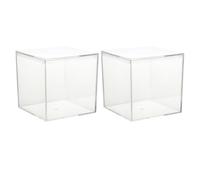 TIDTALEO Lot de 2 Coffrets Carrés en Plastique Transparent pour Rangement de Dragées Mariage, Design Clair et Fonctionnel, pour Présents et Décorations