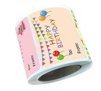 TIDTALEO Lot de 200 Étiquettes Autocollantes Happy Birthday en Papier Couché, Faciles à Appliquer et Résistantes Décollage, pour Décoration et Présents de Fête