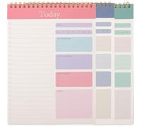 TIDTALEO Lot de 3 Bloc-notes Quotidiens à Spirale Non Adhésifs, Planificateur Portable en Papier pour Bureau et Maison, pour Étudiants et Organisation