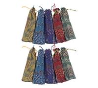 TIDTALEO Paquet de Rangement pour Peigne en Tissu Cordon, Lot de 10 Pièces, Design Brodé Élégant Style Chinois, Dimensions 8x24cm, Protection Douce pour Voyages et Fêtes