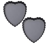 TIDTALEO Plaques à Pâtisserie Antiadhésives et Faciles à Nettoyer en Acier Carbone Forme Cœur Lot de 2 pour Préparation de Fête et Pizza
