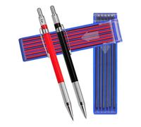 TIDTALEO Porte-mine Automatique 2,0 Mm pour Usage Professionnel en Menuiserie, Crayon de Charpentier Compact et Précis en Métal avec Recharges Rouges et Noires