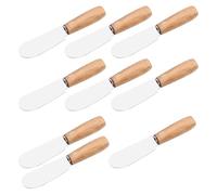 TIDTALEO Spatule raclante Lot de 10 Pcs en Acier Inoxydable Manche en Bois pour Fromage et Crème Cuisson Pâtisserie Couleur Aléatoire