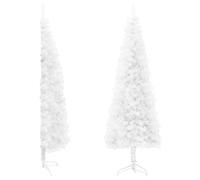 Tidyard Demi Sapin de Noël Artificiel Mince avec Support Arbre de Noël Demi-Rond Décoration de Fête Blanc 210 cm