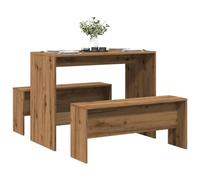 Tidyard Ensemble Table à Manger et bancs 3 pcs Bois d'ingénierie, Ensemble à dîner Table et Chaise, Jeu de Salle à Manger, Mobilier de Salle à Manger pour Cuisine Style G