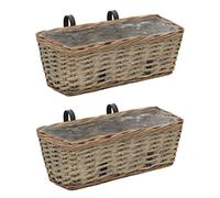 Tidyard Lot de 2 Jardinière de Balcon en Osier Fabrication à la Main Style Naturel 40 x 16 x 13 cm