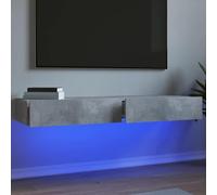 Tidyard Meubles TV avec lumières LED 2 pcs Gris béton 60x35x15,5 cm, Meuble TV Suspendu avec Compartiments Mural Armoire TV pour Salon, Chambre Meubles