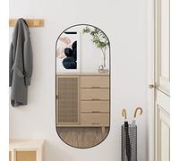 Tidyard Miroir mural, miroir de salle de bain, miroir mural moderne, miroir de chambre, miroir de salon, miroir pour couloir, miroir en verre ovale 35 x 80 cm