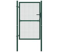 Tidyard Portail de Clôture/Portillon Jardin Exterieur/Portail de Cloture 100x150 cm Vert en Acier