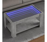 Tidyard Table Basse avec LED Gris béton 93x53x45 cm Bois d'ingénierie, Table d'appoint Bout de Canapé, Table à Café de Salon, Table Centrale pour Bureau