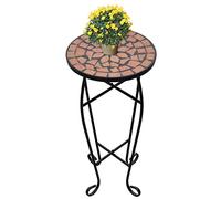 Tidyard Table Mosaïque Résistante aux Intempéries, Diamètre 30 cm, Terre Cuite et Noir - Design Élégant et Stabilité