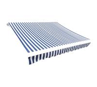 Tidyard Toile d'auvent Bleu et Blanc 350x250 cm, Polyester de Remplacement Auvent, Tissu d'auvent Brise-Soleil Extérieur Toile d'auvent (Cadre Non Inclus)