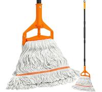 TidyBliss Balai Serpillère Professionnel, Balai à Microfibres avec Poignée Extra Longue de 140 cm, Balai à Sec et Humide pour Nettoyage de Sol en Bois, Carrelage, Béton (Orange)