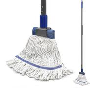 TidyBliss Balai Serpillère Professionnel, Balai à Microfibres avec Poignée Extra Longue de 146 cm, Balai à Sec et Humide pour Nettoyage de Sol en Bois, Carrelage, Béton (Bleu)