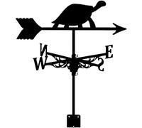 TIECHUINIUB Girouette noire exquise en forme de tortue en métal pour installation de toit, indicateur de direction du vent pour jardin, terrasse, ferme, grange, garage, clôtures, décoration extérieure