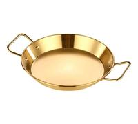 TIECHUINIUB Poêle à paella professionnelle antiadhésive en acier inoxydable, poignées anti-brûlures, universelle pour toutes sources de chauffage pour maison, hôtel, restaurant - doré - 36 cm