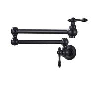 TIEOAXFT Robinet de Cuisine Pliable en Or brossé, Robinet d'eau Froide Simple à Montage Mural, Bec pivotant et Pliable en Laiton, Robinet de Remplissage de Casserole(Matte Black)
