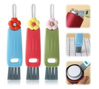 TIESOME 3 pièces Brosse de nettoyage pour couvercles de gobelets, Fleurs 3 en 1 Brosse de nettoyage pour couvercles de tasse Beau bouchon de bouteille Brosse à bouchon de bouteille Brosse pour