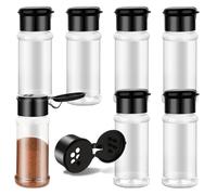 TIESOME Lot de 6 pots à épices vides en plastique avec couvercles shaker, conteneurs d'assaisonnement de 85 g, bouteilles d'assaisonnement rondes vides transparentes pour étagère à épices, tiroir,