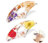 TIESOME Porte-Livre, 2 pièces Transparentes Fleurs séchées Signet Résine Pouce Pouce Porte-Livre Ouvre-Livre Accessoires pour Livres Ouvre-Livre Accessoires de Lecture (Farbe 2)