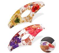 TIESOME Porte-Livre, 2 pièces Transparentes Fleurs séchées Signet Résine Pouce Pouce Porte-Livre Ouvre-Livre Accessoires pour Livres Ouvre-Livre Accessoires de Lecture (Farbe 1)