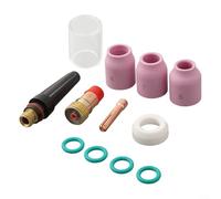 Tig For Stubby Gas Lens Kit 12 pièces avec buses et colliers de serrage en alumine pour torches 17 18 26 séries refroidi à l'eau Compatible avec Lincoln pour Miller Weldcraft Db Sr Wp Modèles Noir