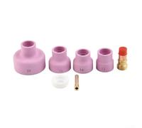 TIG Kit d'accessoires de torche 7 pièces pour lentille à gaz Stubby Ensemble de tasses en céramique #12/#14/#16/#24 avec pince de serrage de 2,4 mm compatible avec les torches de soudage WP-17 WP-18