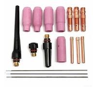 TIG Kit d'accessoires pour brûleur de soudage 17 pièces pour WP-17/18/26, buses en céramique #4-#8, pinces de serrage 1,0-2,4 mm, kit d'électrodes et lentilles à gaz pour soudure en aluminium