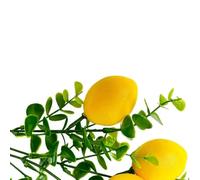 Tige de citron artificielle avec veinures détaillées sur les feuilles et peau texturée sur les fruits pour un look authentique (style B)
