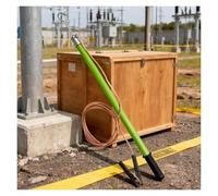Tige de décharge électrique portable de sécurité, mode décharge directe, tige de décharge avec isolation en résine époxy, avec fil de cuivre et crochet (vert, 220 kV - 3 m)