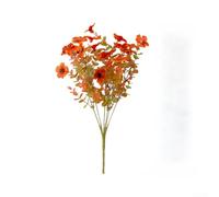 Tige de fleur en soie pour décoration d'intérieur avec pétales de violet et feuilles d'eucalyptus d'automne pour cheminée et décoration murale (rouge automne)