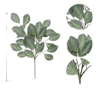 Tige de magnolia artificiel et eucalyptus en soie réaliste pour bouquet de mariage, décoration de table, salon, cheminée de 48 cm, arrangement botanique réaliste, léger et flexible (givré blanc)