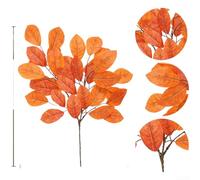 Tige de magnolia artificiel et eucalyptus en soie réaliste pour bouquet de mariage, décoration de table, salon, cheminée de 48 cm, arrangement botanique réaliste, léger pour flexibilité (orange