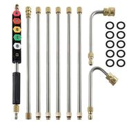 Tige d'extension de 15 pouces - Nettoyeur haute pression - Lance de remplacement - Outil de nettoyage des gouttières - 6 buses - Pression maximale : 4000 PSI - Lance pour nettoyeur haute pression