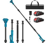 Tige d'extension pour cisaille éléctrique et tronçonneuse - Tige télescopique de 2 mètres - Réglable à 180° - Alliage d'aluminium - Compatible avec batterie 18V - Coffret comprenant 2 batteries et 1 c