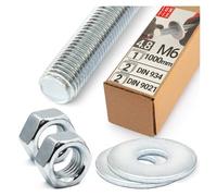 Tige filetée Set M6 x 1000 mm 1 pièces acier galvanisé 4.8 DIN 976 | goujon fileté, boulon, vis longue métrique complet, avec écrous DIN 934 et rondelles DIN 9021, fixation métal