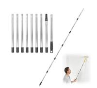 Tige Télescopique 3,6 m, Rouleau de Peinture, Rallonge en Acier Inoxydable Légère, 9 Sections Extensibles pour Peinture, Nettoyage de Fenêtres, Gouttière, Adaptateur Conique, Filetage Spiralé
