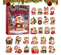 Tiger Advent Calendars 2026-24 Days 2D Acrylic Ornements | Christmas Countdown Set with Tiger Charms for Tree Decor, Acrylic Ornements for Animal Lovers and Holiday Display