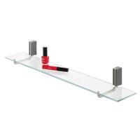 Tiger Cliqit Tablette en Acier Inoxydable brossé avec Verre Transparent et Fixations murales en ABS Gris