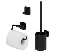 Tiger Colar Ensemble d'accessoires de Toilettes - Porte-Brosse WC - Porte-Rouleau Papier Toilette sans Rabat - Crochet Porte-Serviette - Noir