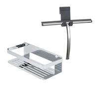 Tiger Ensemble combiné Caddy: panier de douche, Chrome et essuie-tout de luxe pour verre, en Acier inoxydable poli