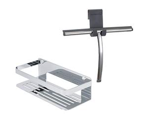 Tiger Ensemble combiné Caddy: panier de douche, Chrome et essuie-tout de luxe pour verre, en Acier inoxydable poli