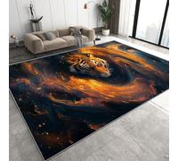 Tiger Flame Tapis 80x150 cm Wild Animals Flanelle Tapis Chambre Lavable Facile d’Entretien Rug pour Chambre et Salon Q-233