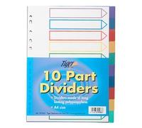 Tiger Lot de 10 intercalaires en plastique Format A4